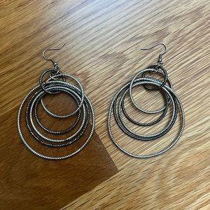 Sparkly dangling hoop earrings